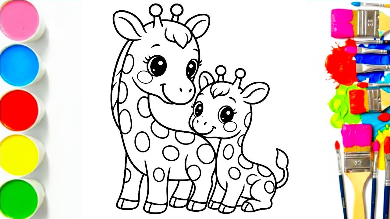 Как нарисовать семью жирафов | пошаговая инструкция
