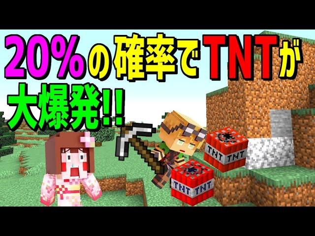 【マイクラ】叩く!!壊す!!受ける!!何をしても20％の確率でTNTが爆発する世界!!パート1