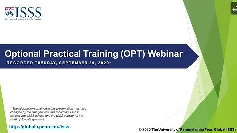 Fall 2020 Optional Practical Training (OPT) Webinar