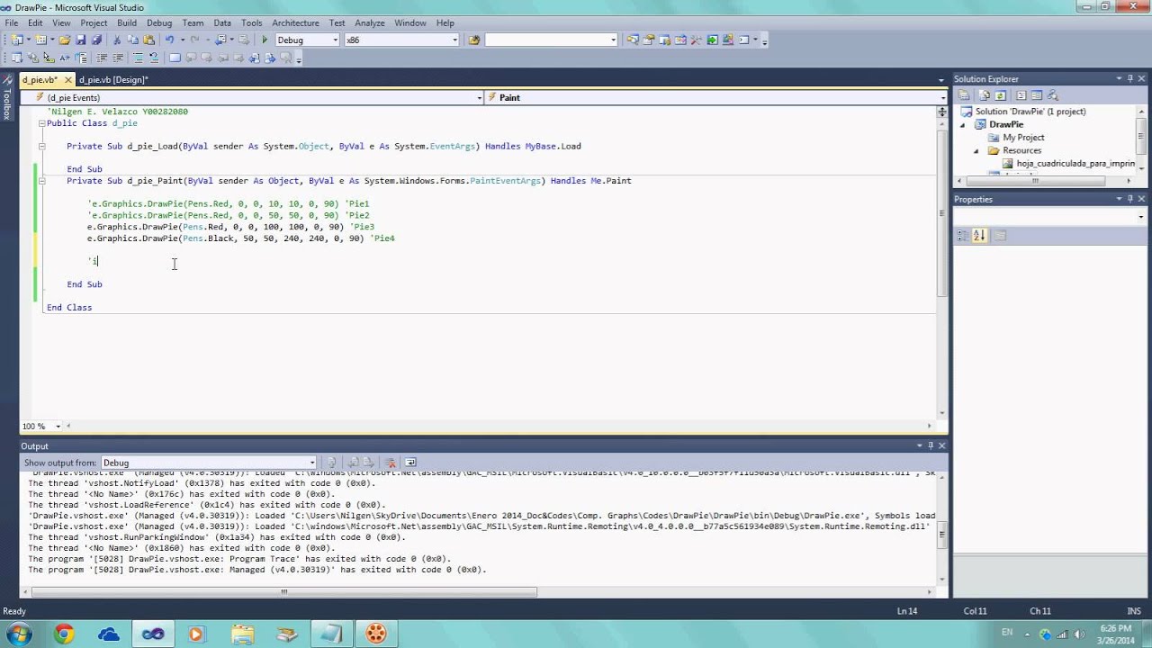 Tutorial 2: How to draw a pie in Visual Basic - YouTube