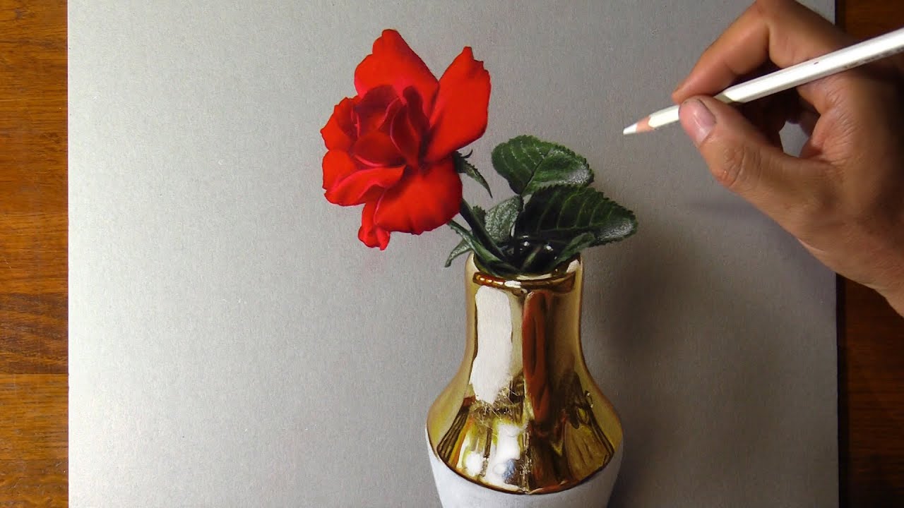 Drawing a red rose ... so lifelike you can smell it 😱