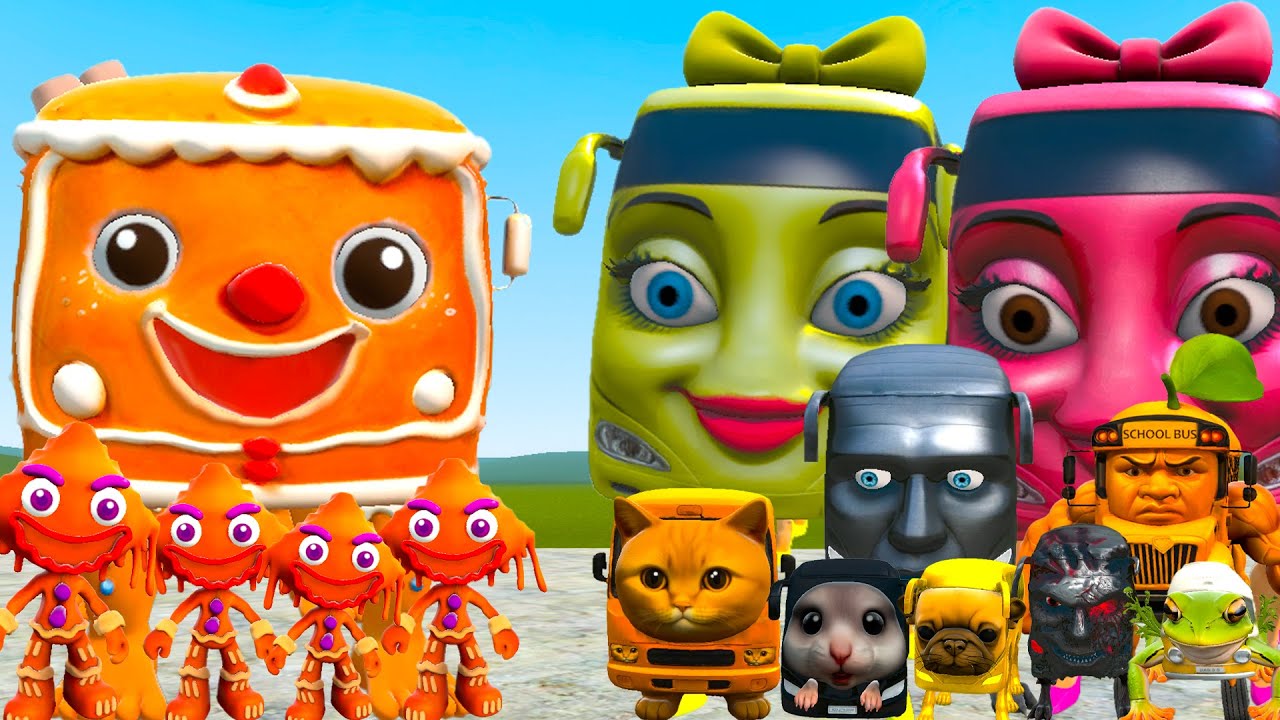 NEW GINGERBREAD BUS VS ITALIAN AI BRAINROT BUS FAMILY In Garry's Mod!