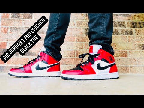 Air Jordan 1 Mid Chicago Black Toe (Review and On Feet) - YouTube