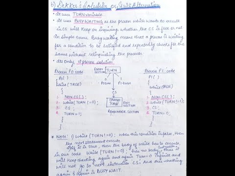 Operating system- Strict alternation or Dekkers solution - YouTube