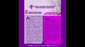 GCWEF Vision & Mission Statemwent, Core Values, WHO WE ARE and WHAT WE DO.