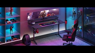 25% OFF SEVEN WARRIOR Gaming Desk 55INCH with RGB Mouse Pad & Power Outlet | Review and Setup Guide