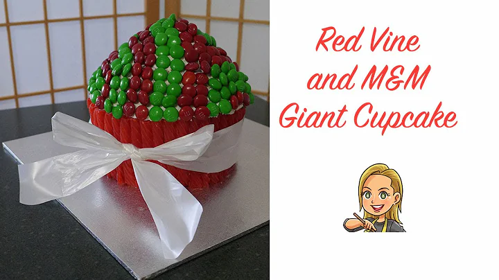 Giant Christmas Cupcake using M&Ms and Red Vines