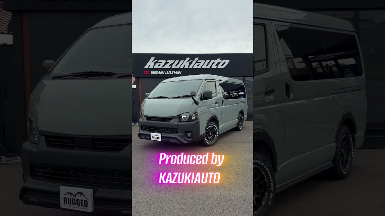 ワイドな迫力のアーバンカーキボディ。車中泊やキャンプなど、アウトドアシーンで大活躍する実用性も備えた一台です!