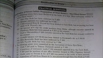 Sol. of ques no. 1,2,3,4,5,6 & 7 of Rectification of Errors of class 11, Dr.SK Singh, Accounts