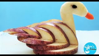 আপেল দিয়ে রাজহাস || APPLE SWAN GARNISH || DECORATION ITEM ||  SHIRIN's KITCHEN