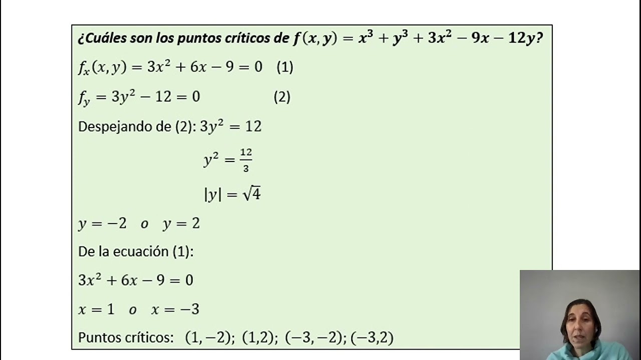 Puntos críticos de una función de varias variables - Ejemplo - YouTube