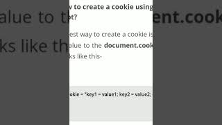 How to create a cookie using JavaScript
