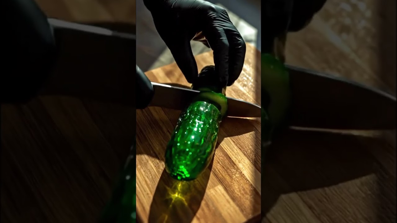 Glass Cucumber Cutting ASMR | Relaxing Slices