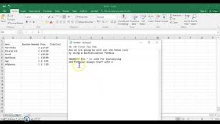 Spreadsheet Lesson 1 - Q4 - Multiplication formula