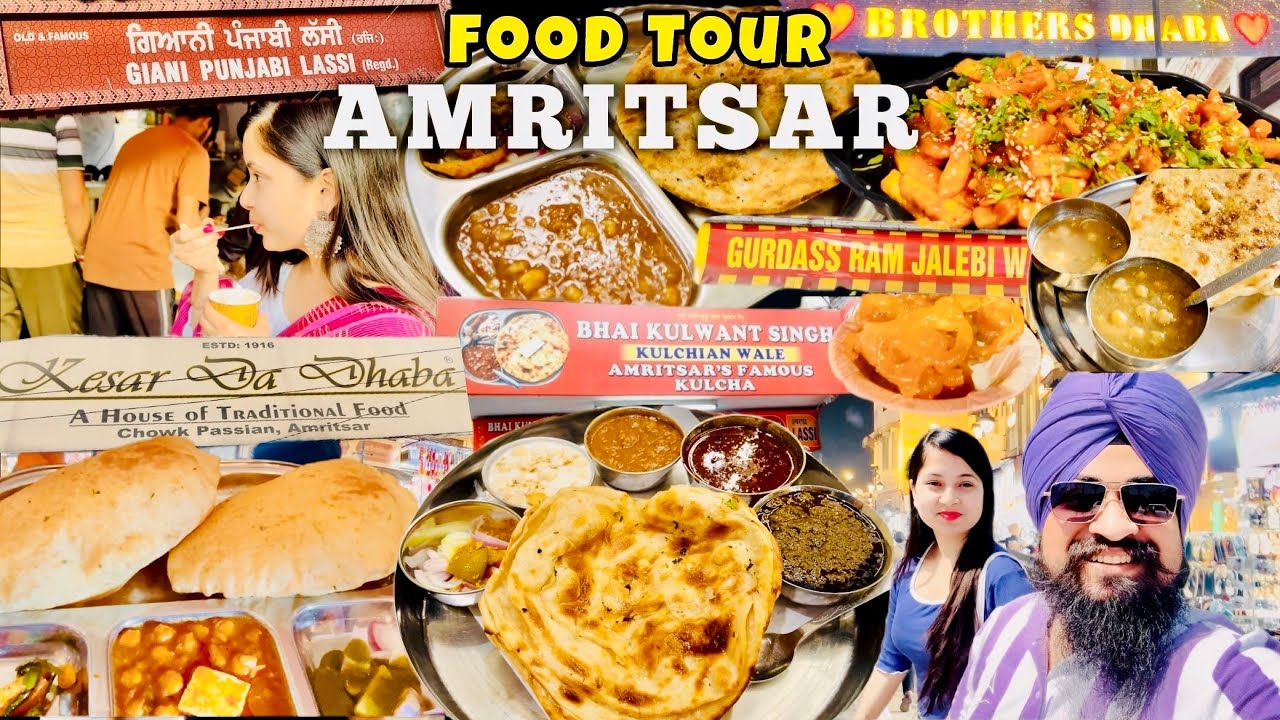 Amritsar FOOD TOUR | Kesar da Dhaba | Kulcha, Chole Bhature, Jalebi, Thali, Lassi