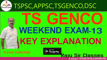 TS GENCO  CHEMIST & AE WEEKEND EXAM 13 KEY EXPLANATION