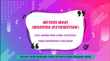 Metode Transportasi MODI (Modified Distribution)