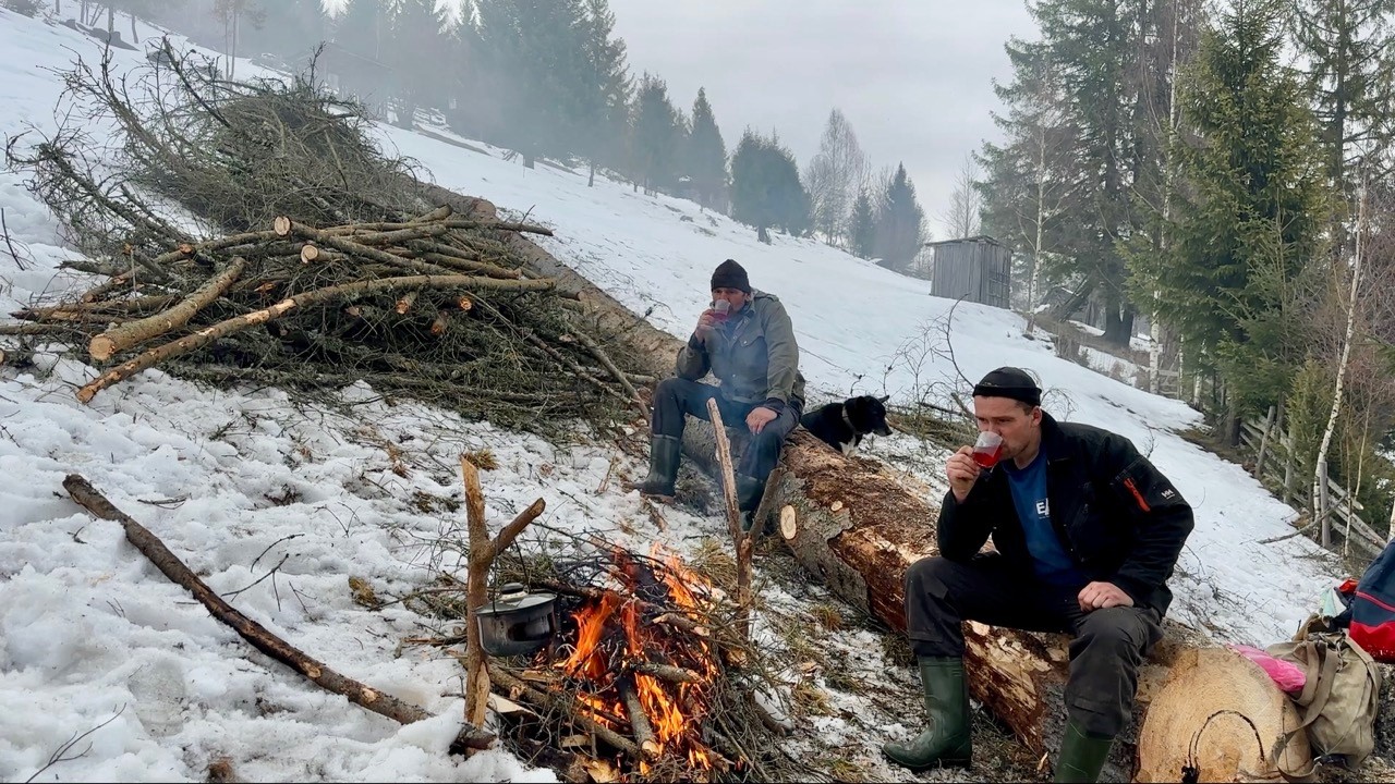 Lifestyle in a mountain village | firewood harvesting, cooking, animal care