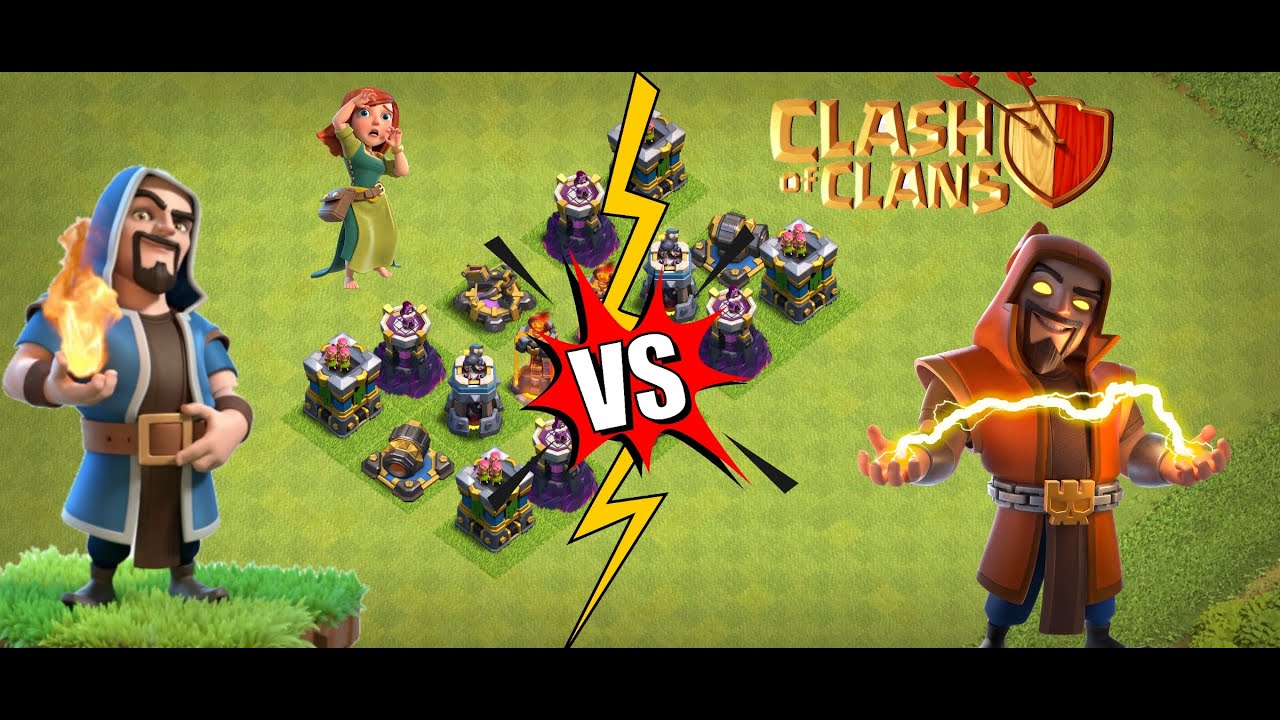 Wizard 🔥 vs super wizard ⚡ - clash of clans!!