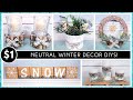 NEW DOLLAR TREE DIY COZY NEUTRAL WINTER Home Decor | Before & After CHRISTMAS | She So CraftDee