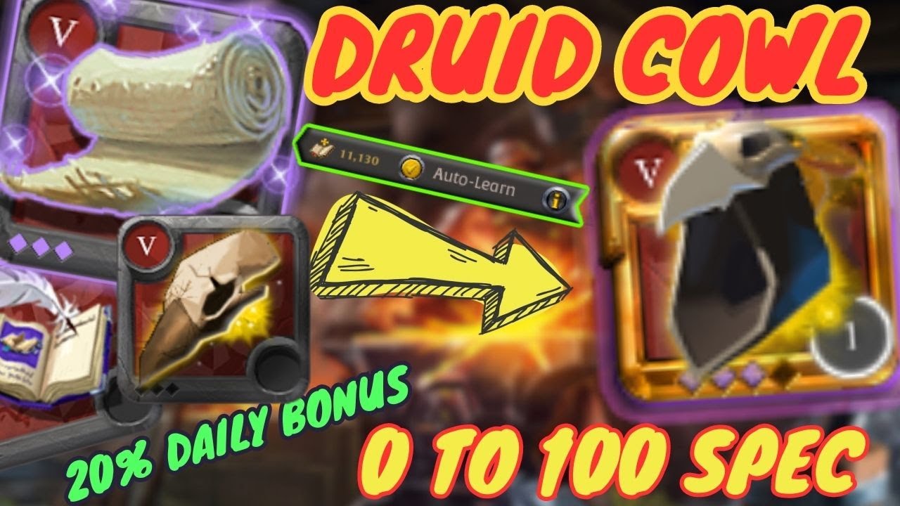 Crafting Druid Cowl 0 TO 100 SPEC ALBION ONLINE YouTube