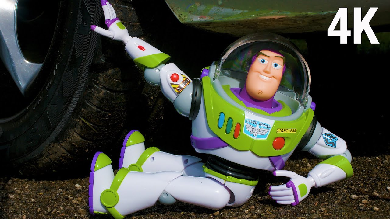 Car Vs Buzz Lightyear In 4k 3000fps Slowmo Toy Story 4 - smash cars car crushers smashy cars roblox