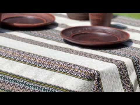 Лляна скатертина різдвяна з українським орнаментом "Рандеву" - 150х110 см, видео 1