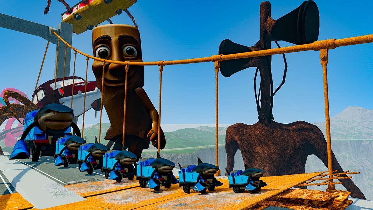 ALL TRALALERO TRALALA Cars vs Broken Bridge with TUNG TUNG TUNG SAHUR & SIREN HEAD – BeamNG Drive