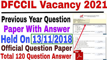 DFCCIL Previous Year Paper | DFCCIL Previous Year Question Papers |DFCCIL Question Paper With Answer