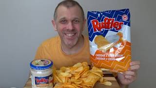 RUFFLES CHEDDAR & SOUR CREAM POTATO CHIPS   RUFFLES ONION DIP *ASMR* (MUKBANG) *EATING SOUNDS*