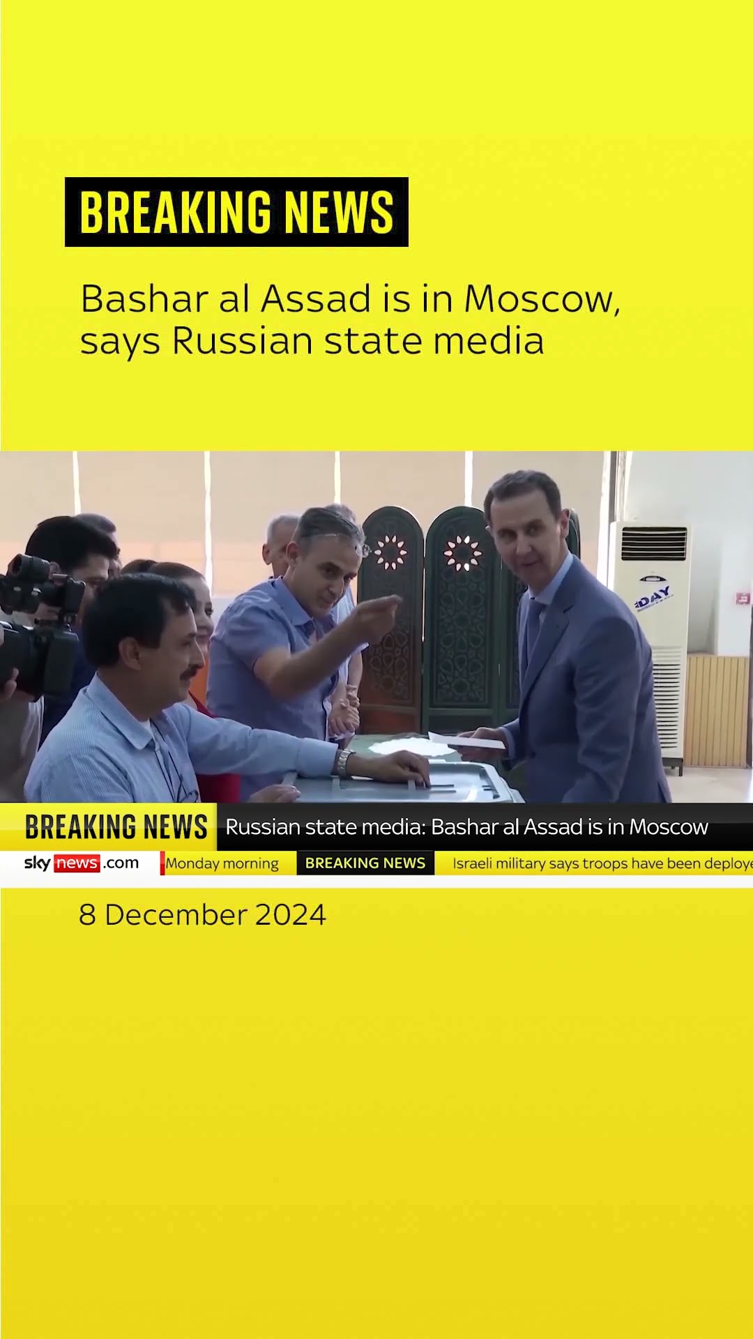 Bashar al Assad is in Moscow, says Russian state media