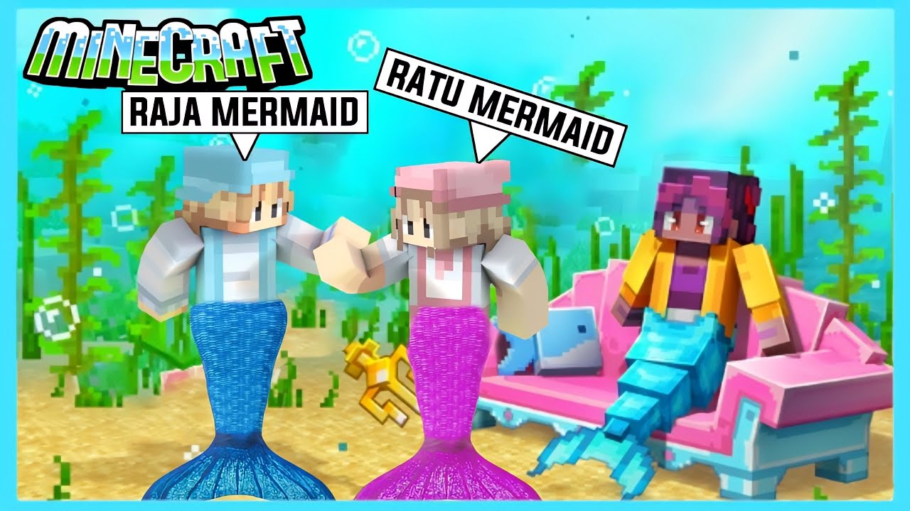 Aku Dan Adiku Menjadi Pangeran Dan Ratu Mermaid Di Game Minecraft ft @Shasyaalala