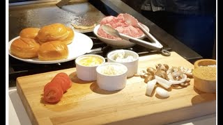 Mushroom Swiss Smash Burgers on the Wolf Griddle