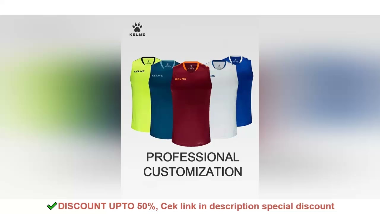 KELME Men soccer Vest Training T-shirt Sleeveless Summer Sports Tights Running Vest Football Jerseys