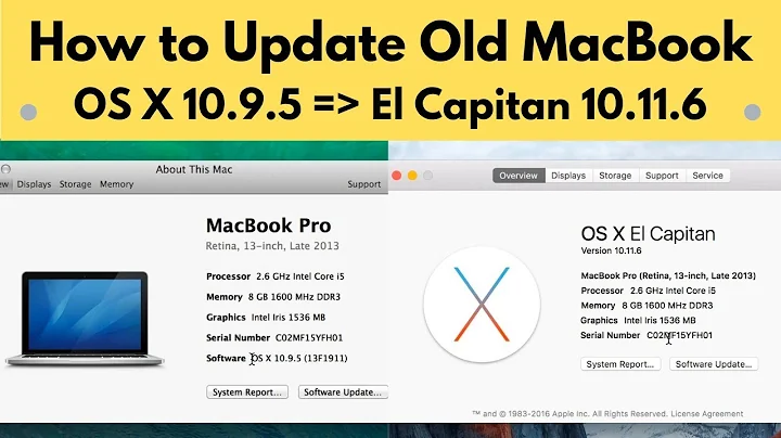 How to Update Old MacBook Pro 2013 OS X 10.9.5 to 10.11.6