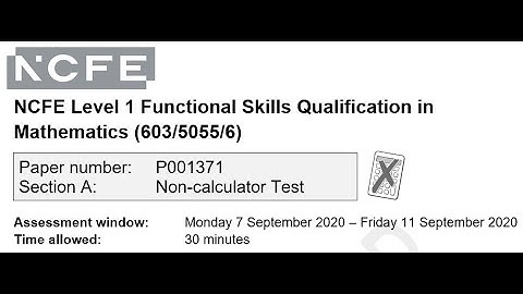 Functional Skills Maths L1 Sep 2020 NCFE
