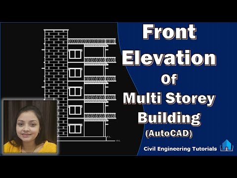How to draw Front Elevation of Multi-Storey Building in AutoCAD || Building #2