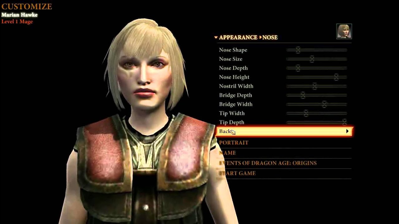 Dragon Age II: Creating Female Mage Hawke