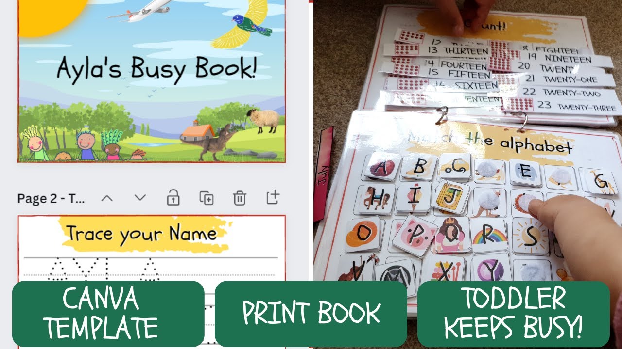 Create your own Toddler Busy Book - Canva step-by-step personalisation - quiet  book for toddlers 