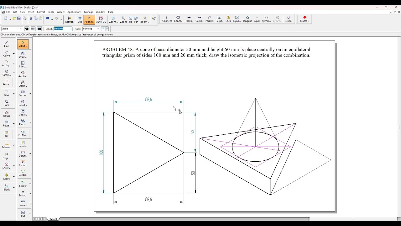 ISOMETRIC PROJECTION P48: A cone is place centrally on an equilateral ...