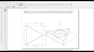 ISOMETRIC PROJECTION P48: A cone is place centrally on an equilateral triangular prism.