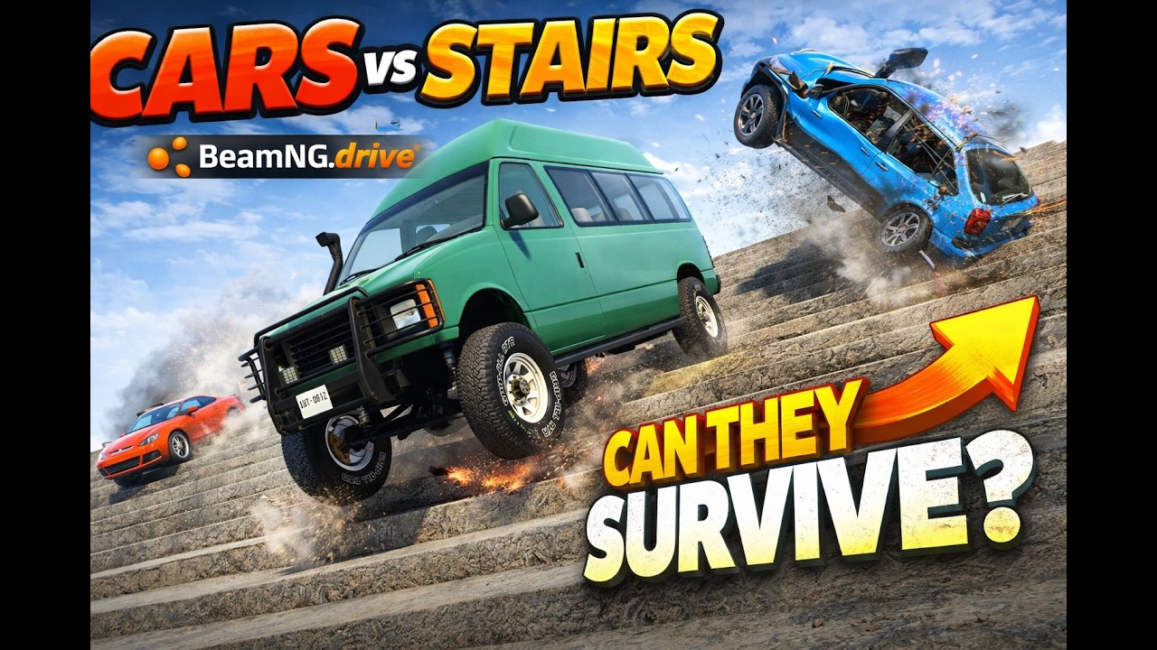 Cars vs Stairs in BeamNG Drive - IMPOSSIBLE Survival Challenge!