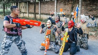 LTT Nerf Mod : Captain Warriors Black Use Nerf Guns Fight Crime Dangerous Mask