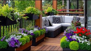 Winter Wonderland Balcony Garden: Christmas Garland, Dwarf Ornamental Trees, and Container Planters