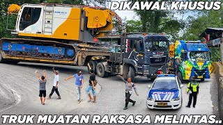 JALAN DI KOSONGKAN !!! Pengamanan Khusus Truk Muatan Raksasa Harga Milyaran Melintas Sitinjau Lauik