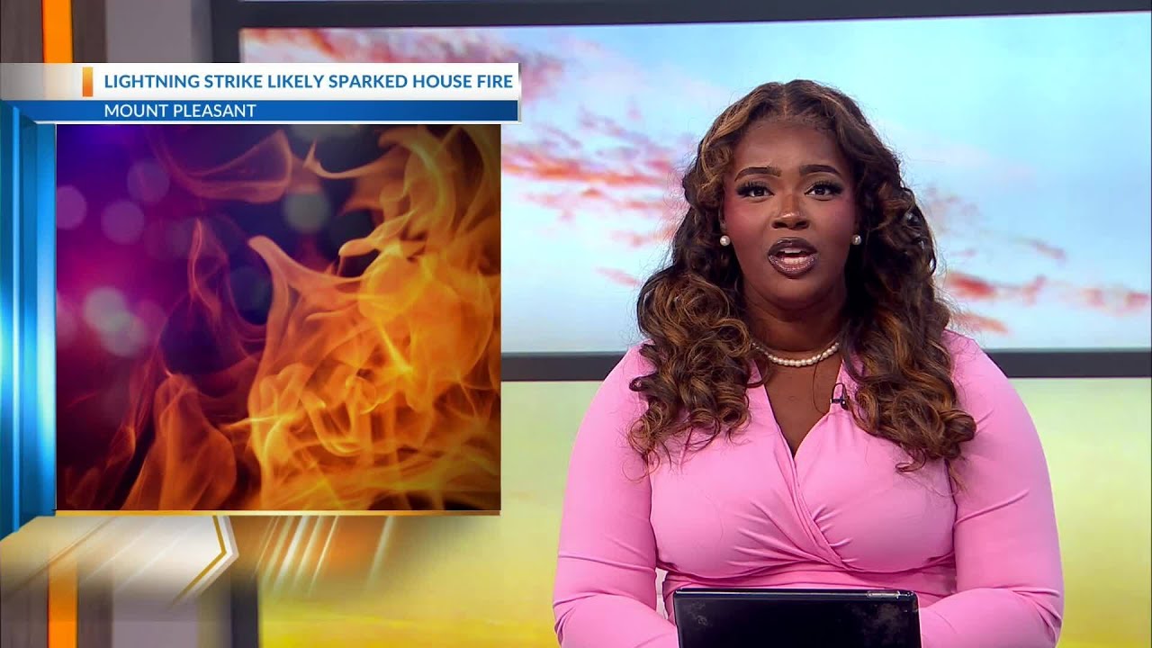 Lightning strike sparks Mount Pleasant house fire - YouTube
