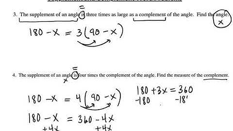 Supplement and Complement Word Problems