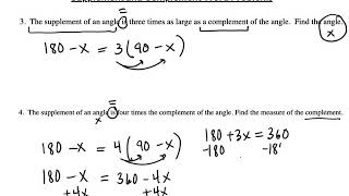 Supplement and Complement Word Problems