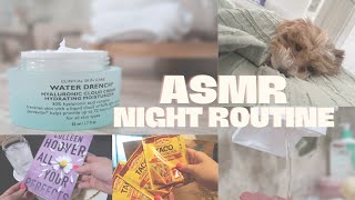 ASMR | night routine (opening packages, dinner, skincare, reading a new book)