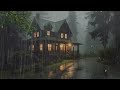 RAIN and THUNDER bedtime sounds - Rain on The Roof in the Foggy Forest - End Insomnia, Relax